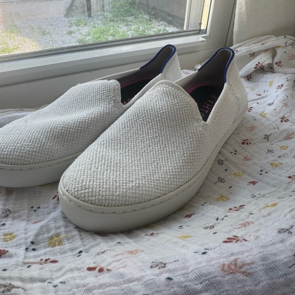 Rothy's White and Yellow Knit Sneakers with yellow stripe - Picture 3 of 4